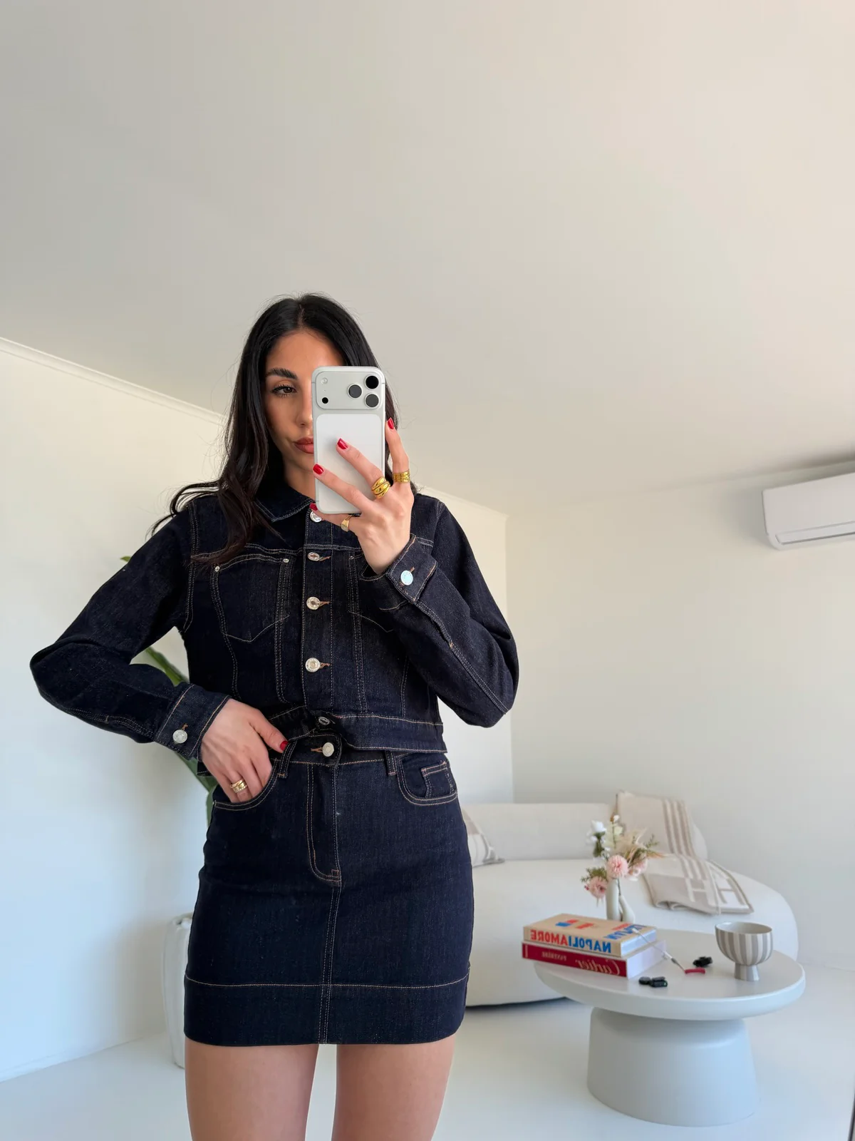 BIG-F32316-MINI GONNA SKYLINE BLU DENIM - Image 3