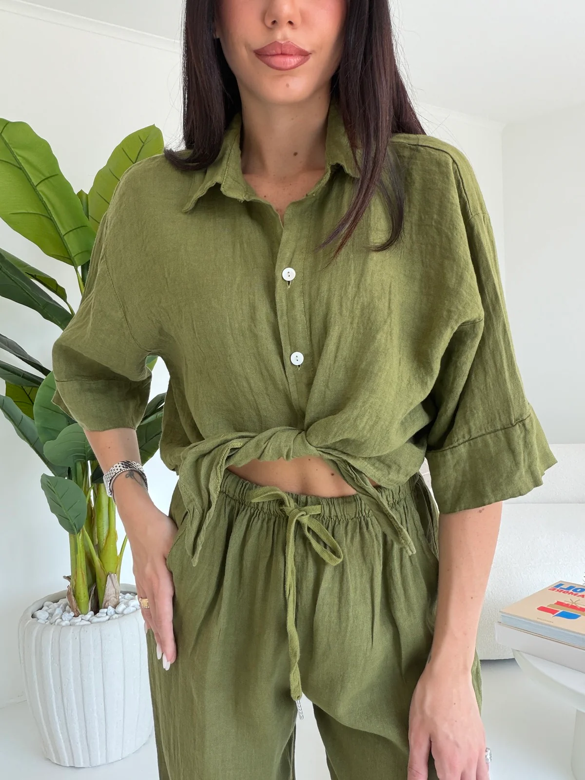 CAMICIA 100%LINO MACARON