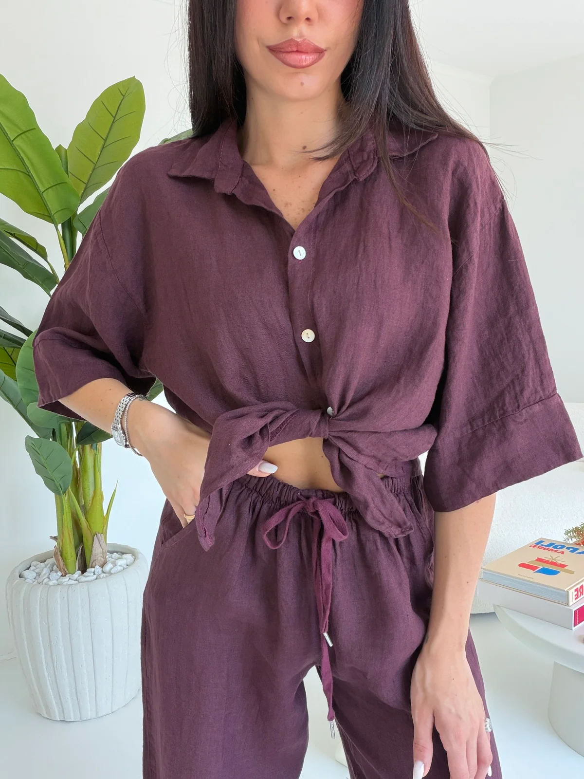 CAMICIA 100%LINO WINE