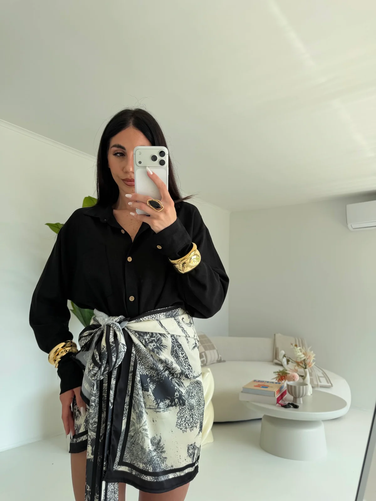 CAMICIA IN SIMIL LINO NERA