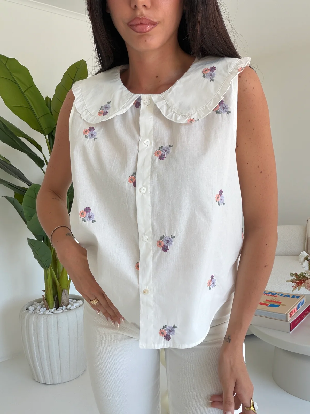 G68181-CAMICIA FLOWER MILK