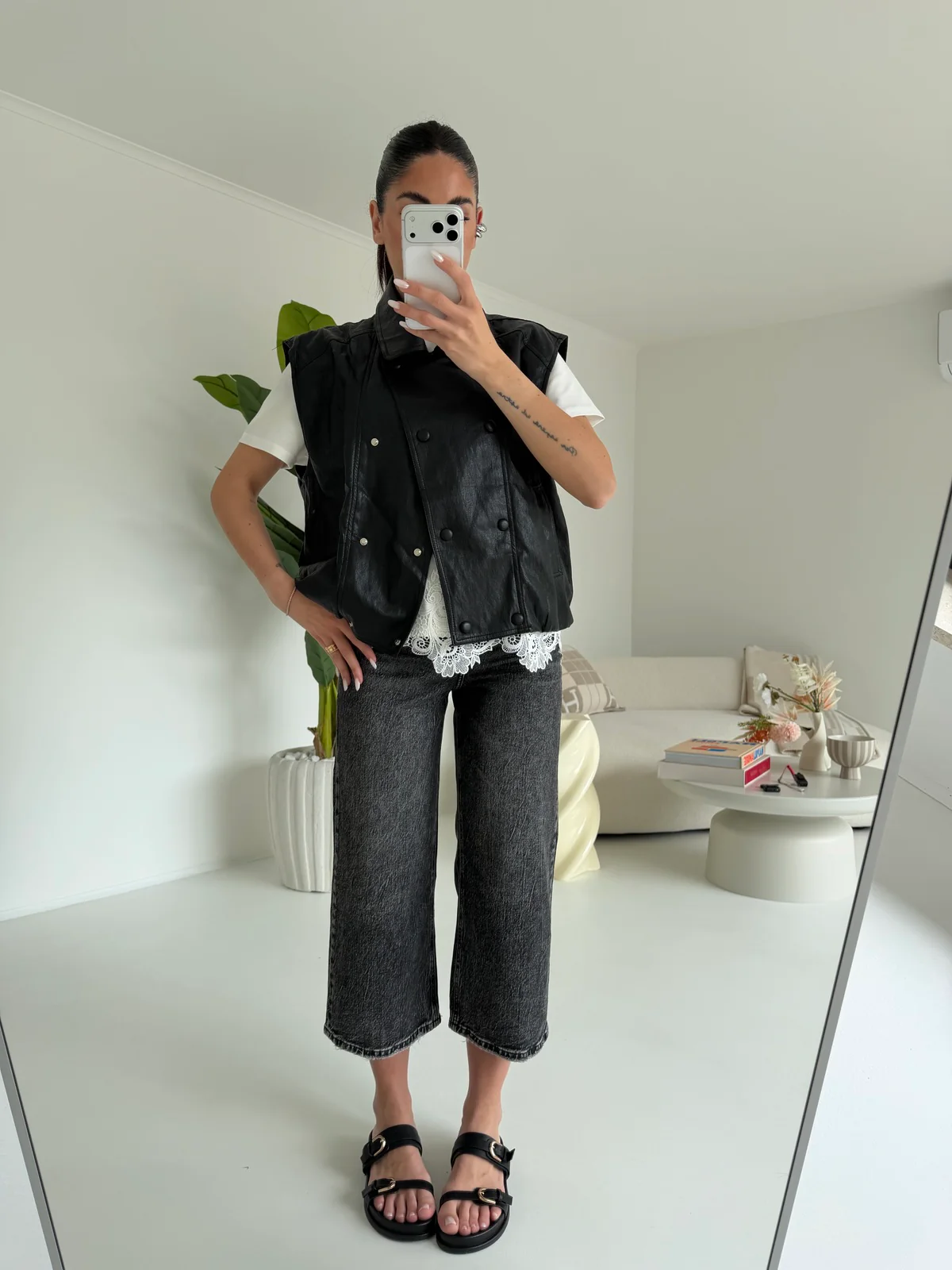 H3375-5-JEANS PALAZZO CROP NERO - Image 2