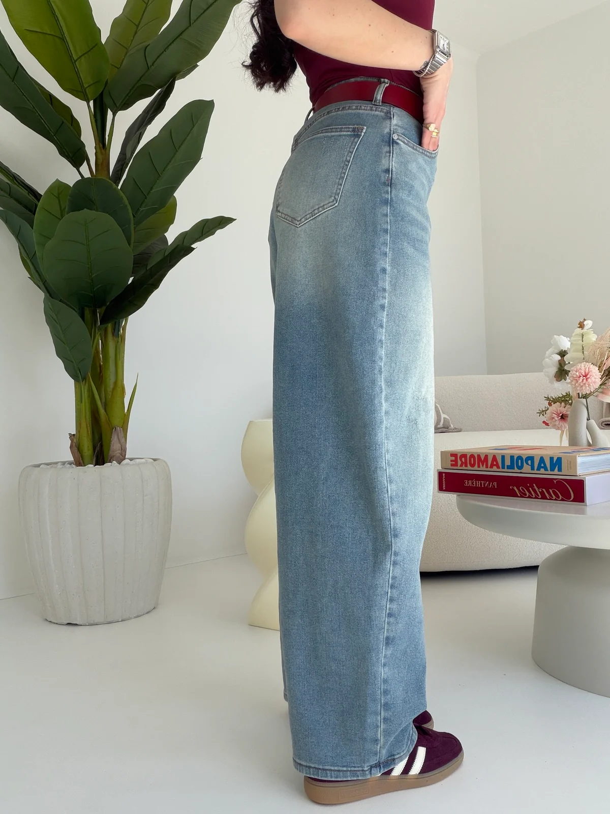 MI2612-2-JEANS BARELL +CINTURA DENIM CHIARO - Image 2