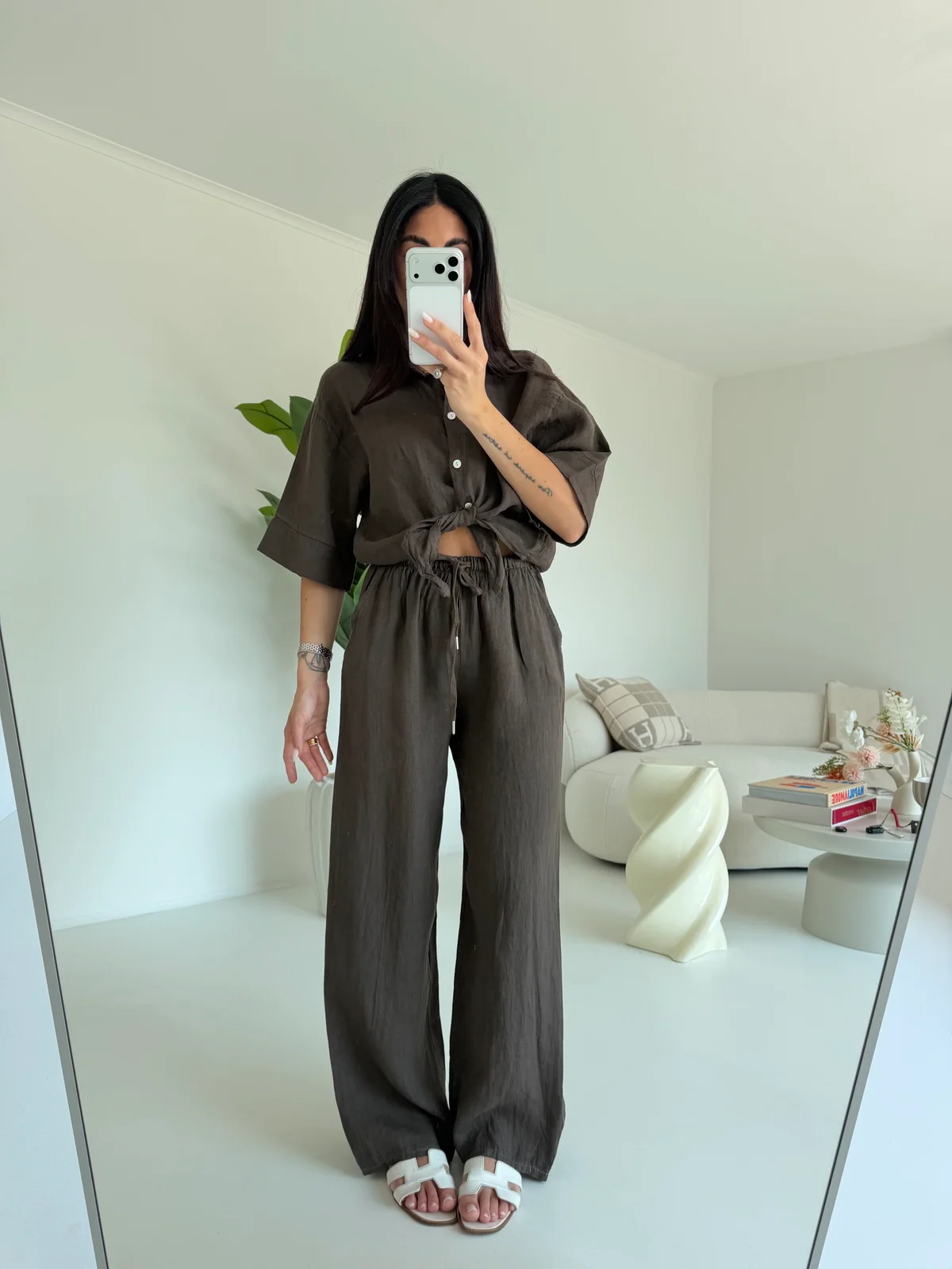 PANTALONE 100%LINO CHOCO - Image 2