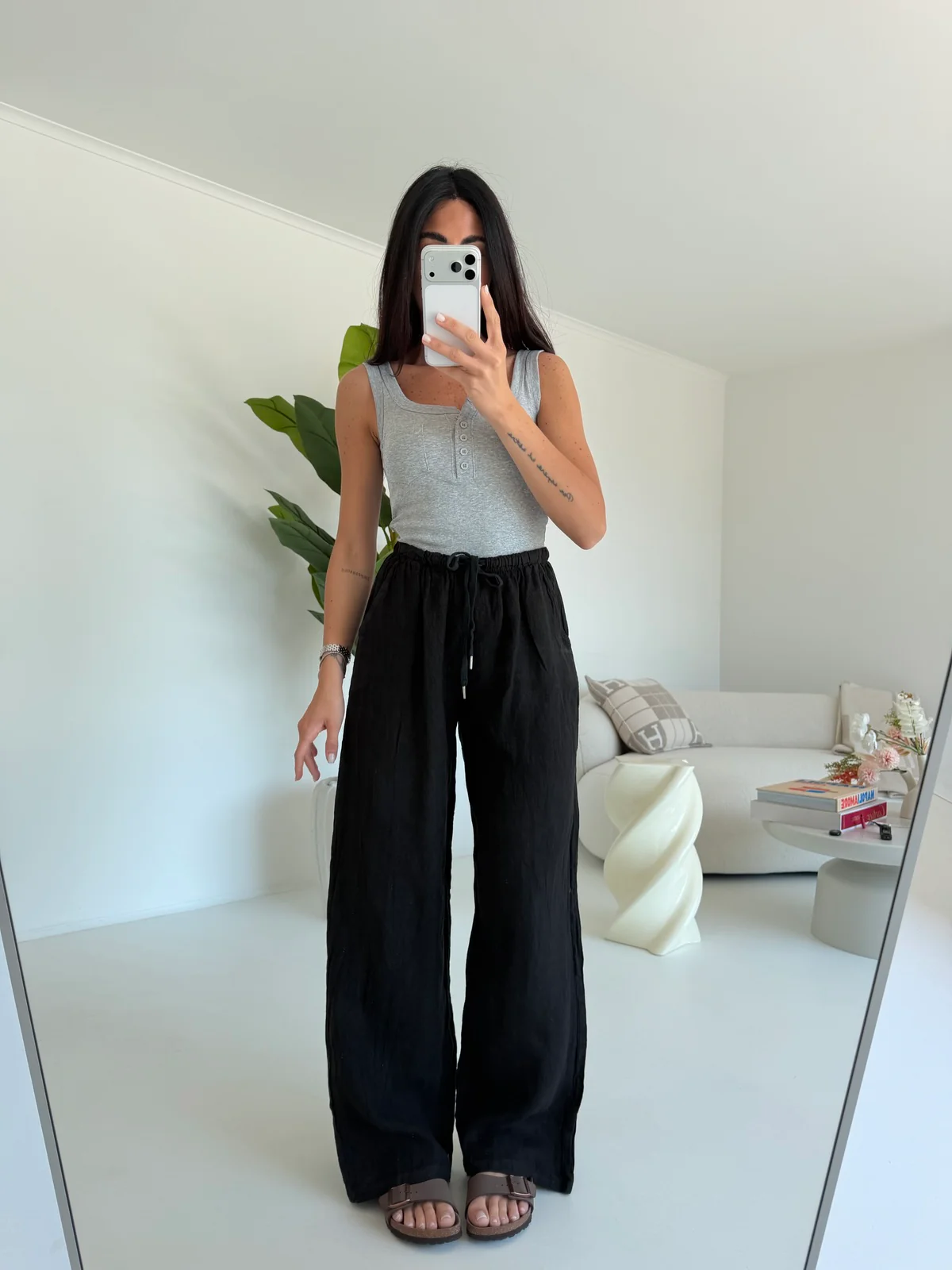 PANTALONE 100%LINO NERO - Image 2