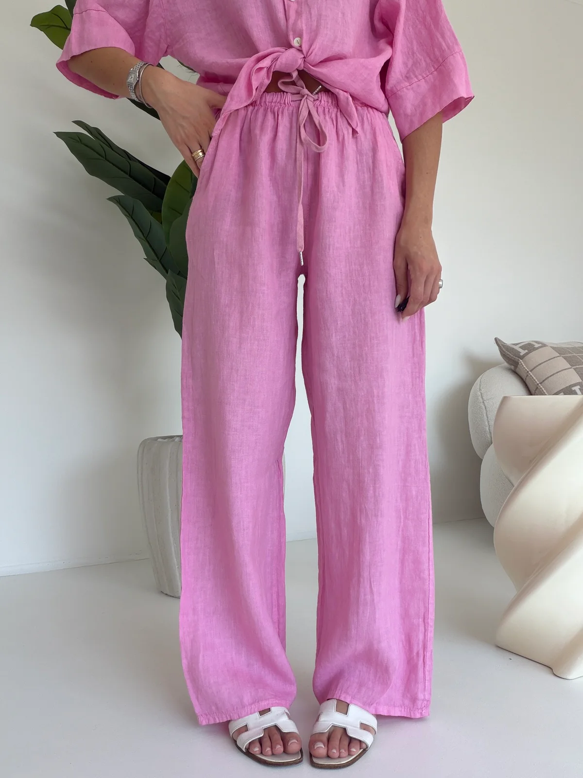 PANTALONE 100%LINO PINK - Image 3