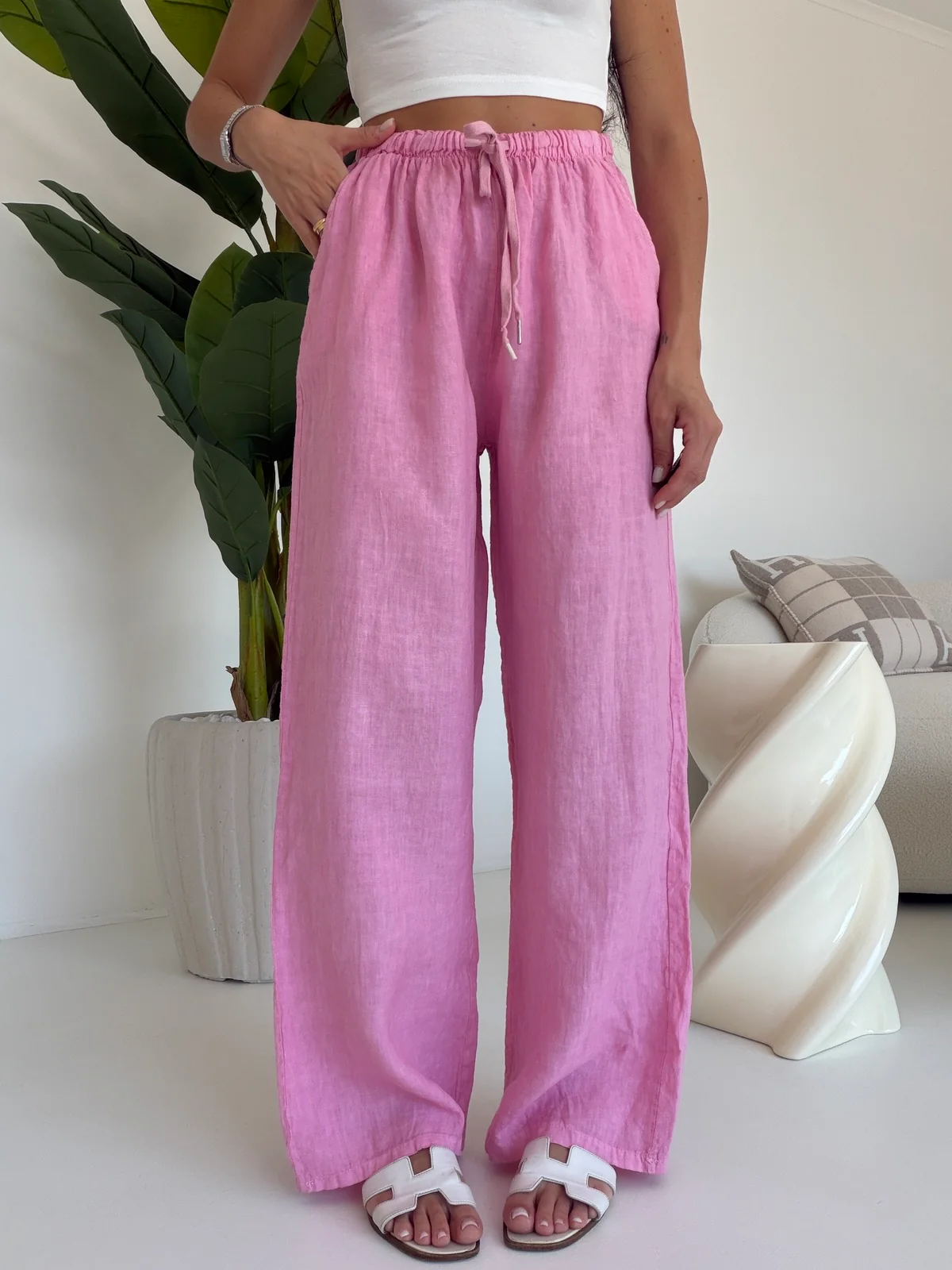 PANTALONE 100% LINO PINK - Image 2