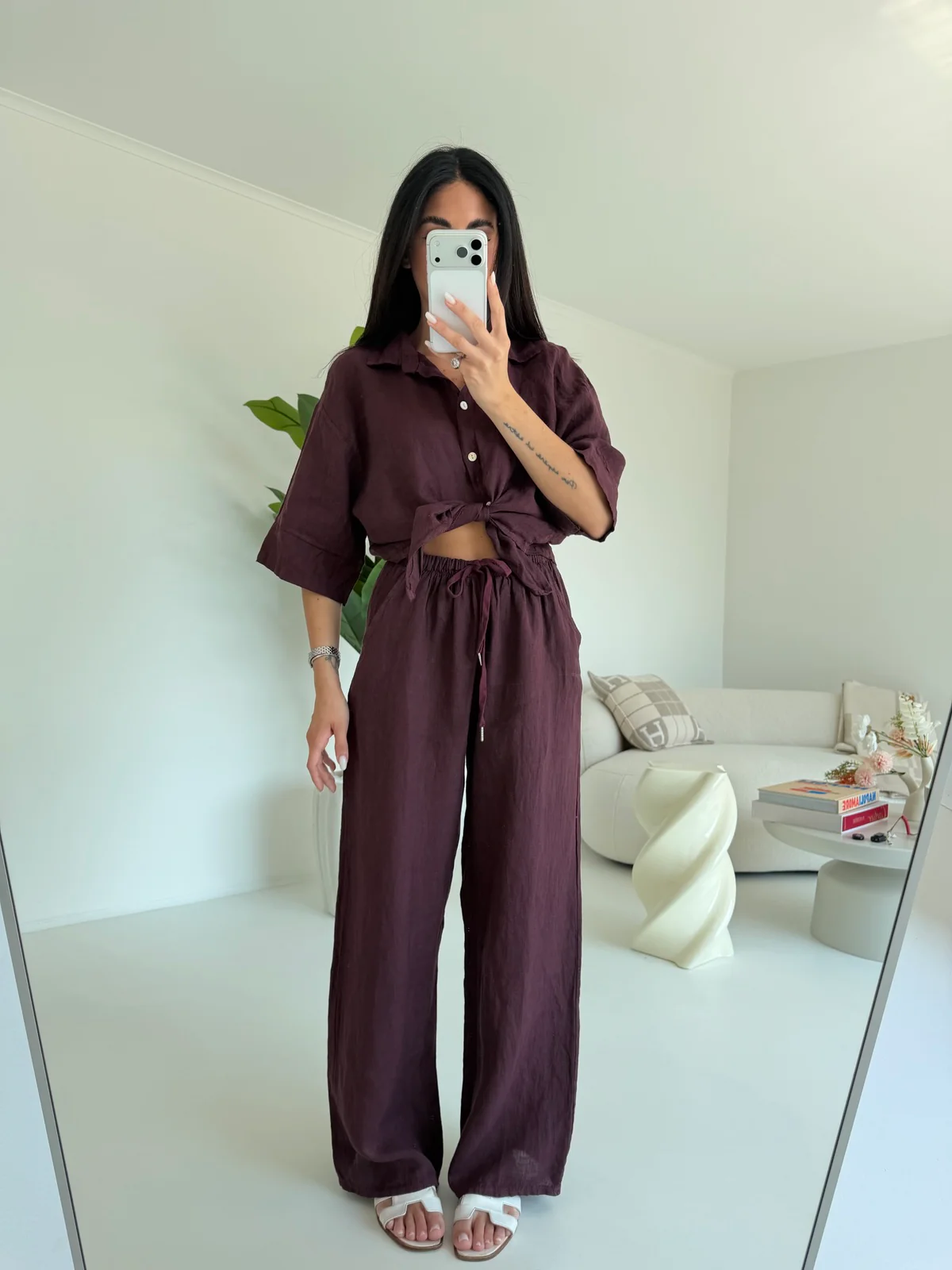 PANTALONE 100%LINO WINE - Image 2