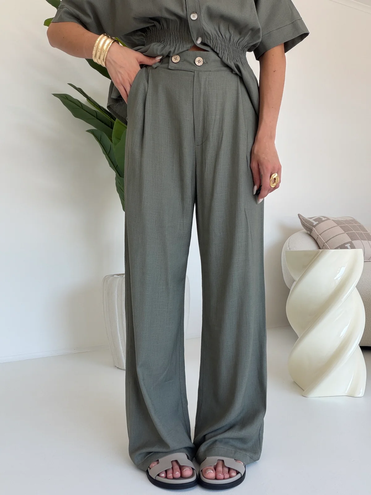 PANTALONE PALAZZO MUST MILITARE