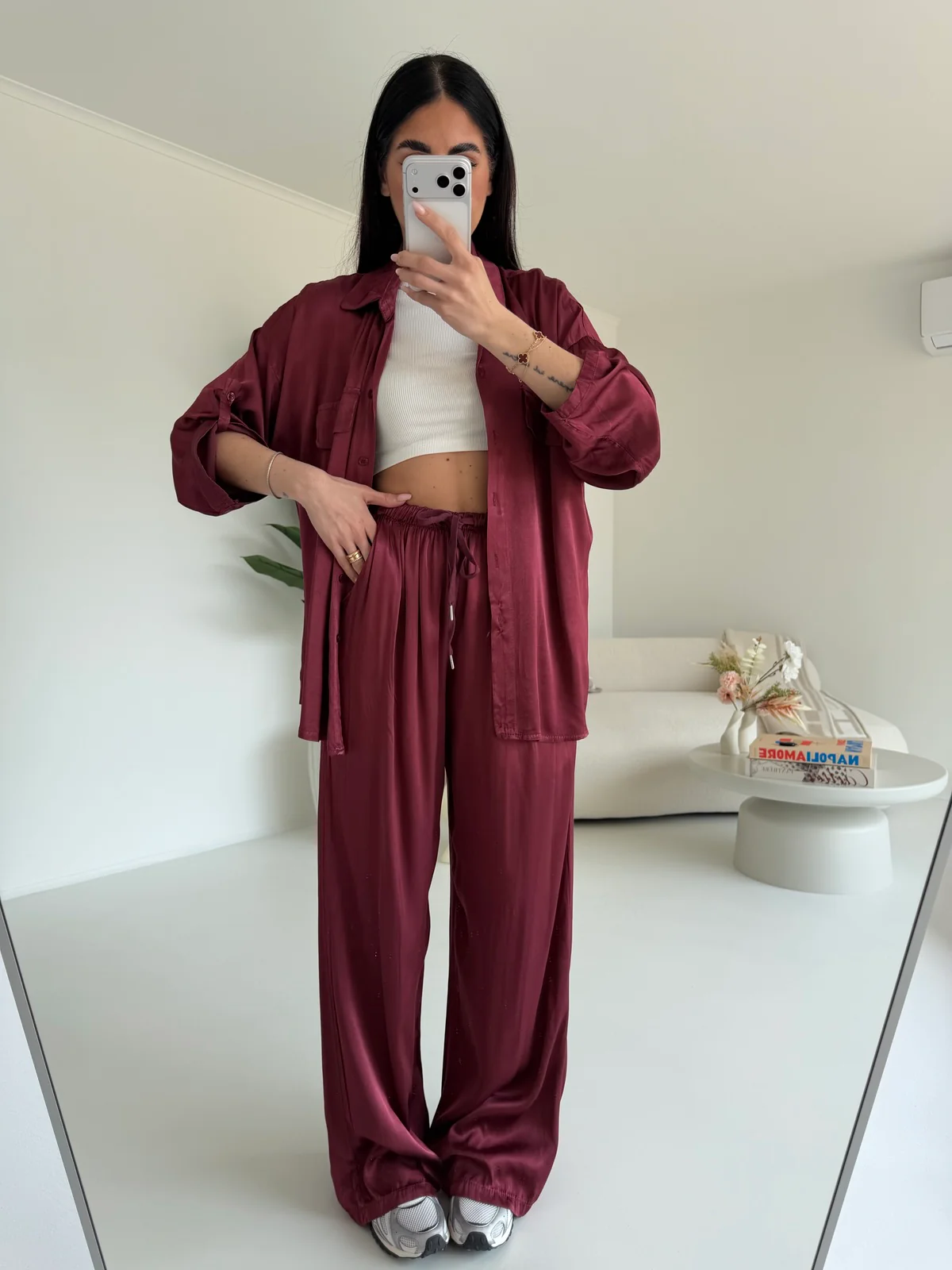 PANTALONE SATIN BORDEAUX - Image 6