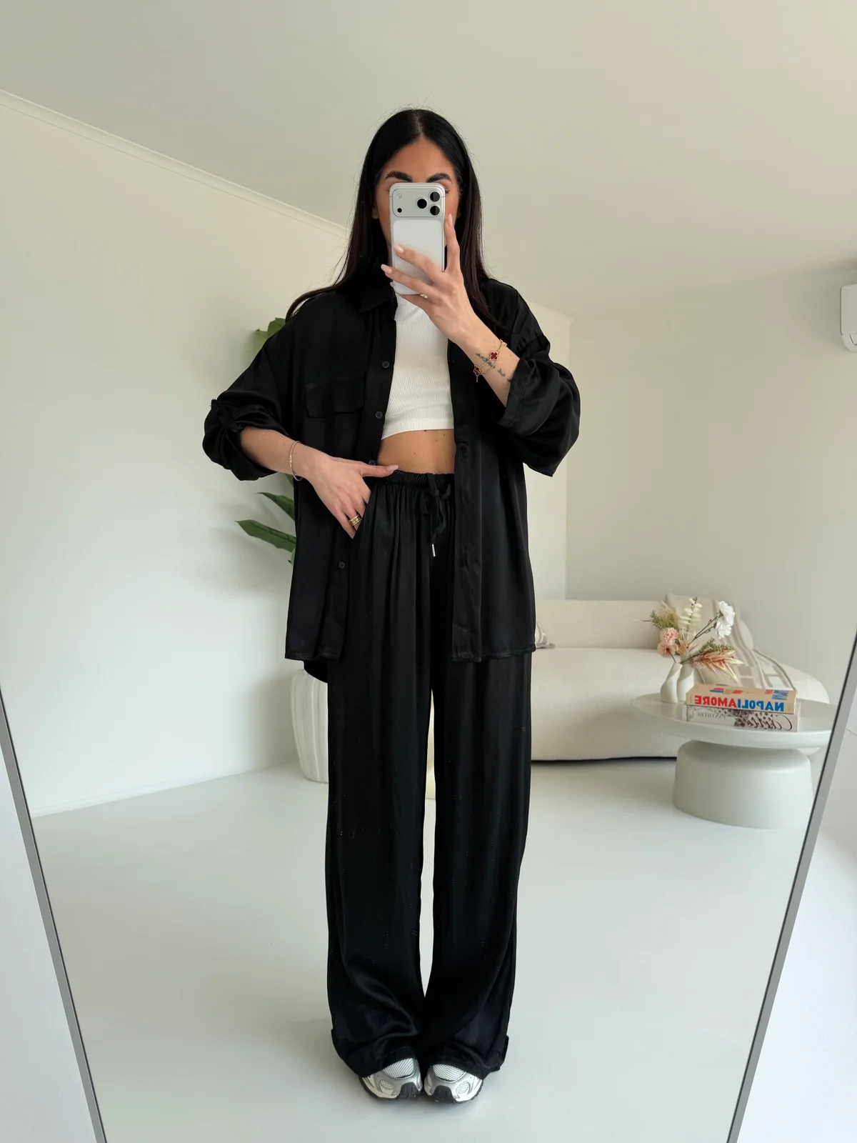 PANTALONE SATIN NERO - Image 3
